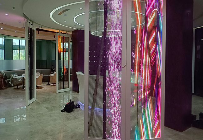 Shenzhen Pingshan company exhibition hall induction guide LED transparent screen 10 square